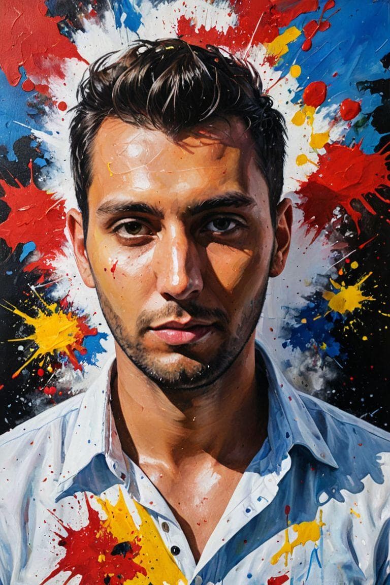 Watercolor style portrait of Alex Stokes